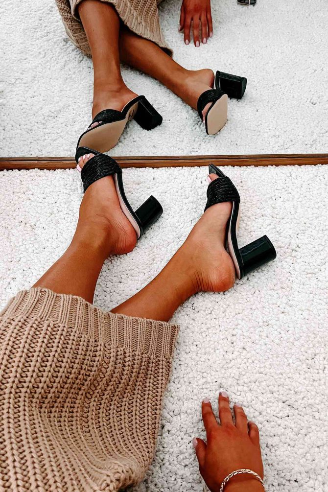 Flashy Feelings Mirrored Rhinestone Strap Heels (Black) · NanaMacs - Image 3