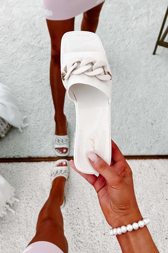 Can't Chain My Mind Chunky Heel Chain Sandals (Light Sand) · NanaMacs - Image 2