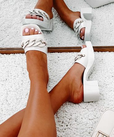 Can't Chain My Mind Chunky Heel Chain Sandals (Light Sand) · NanaMacs