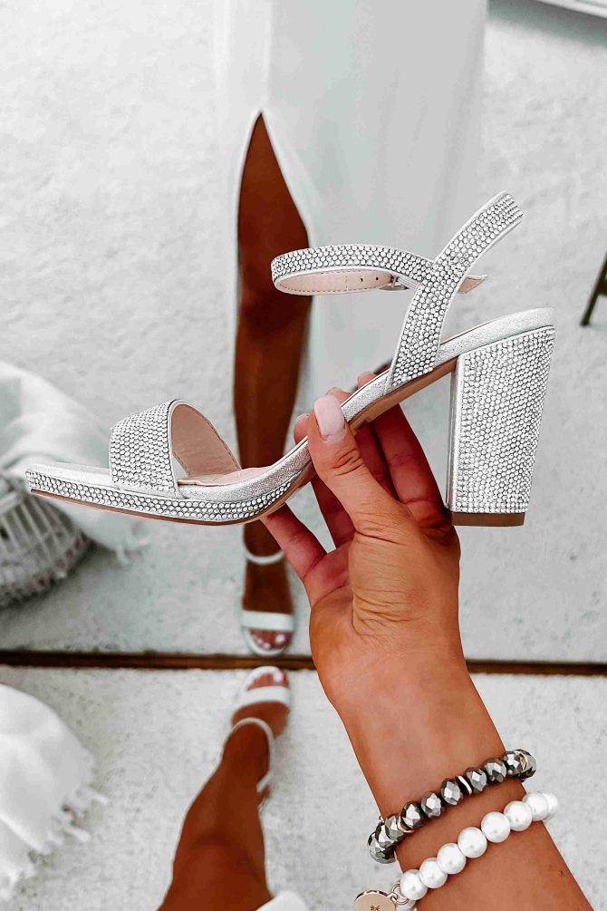 Miss Bling Rhinestone Block Heels (Silver) · NanaMacs - Image 2