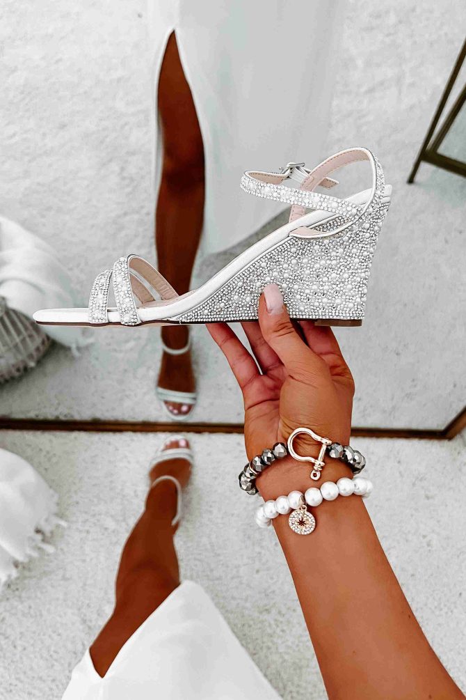 Love Without Boundaries Rhinestone Wedge Heels (White) · NanaMacs - Image 2