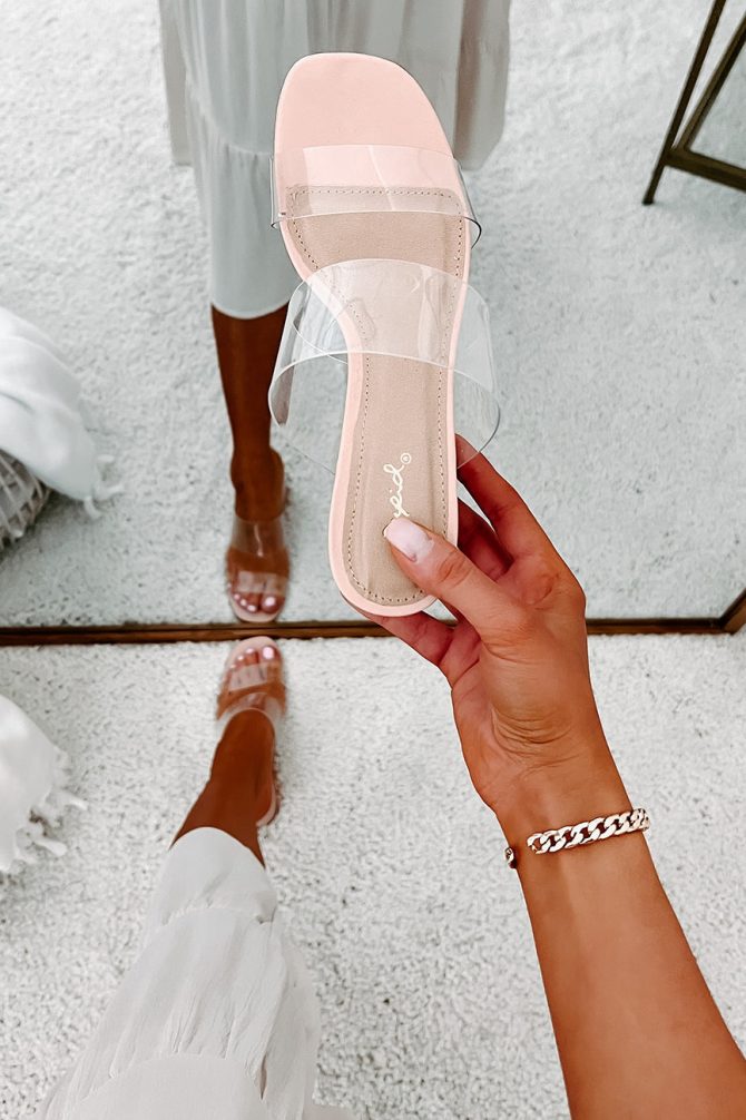 Forever Flirting Clear Strap Chunky Heeled Sandals (Clear/Taupe) · NanaMacs - Image 2