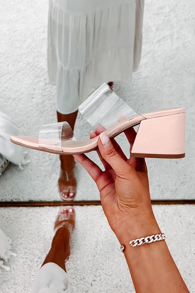 Forever Flirting Clear Strap Chunky Heeled Sandals (Clear/Taupe) · NanaMacs - Image 3