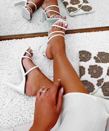Attitude Upgrade Strappy Square Toe Heels (Off White) · NanaMacs