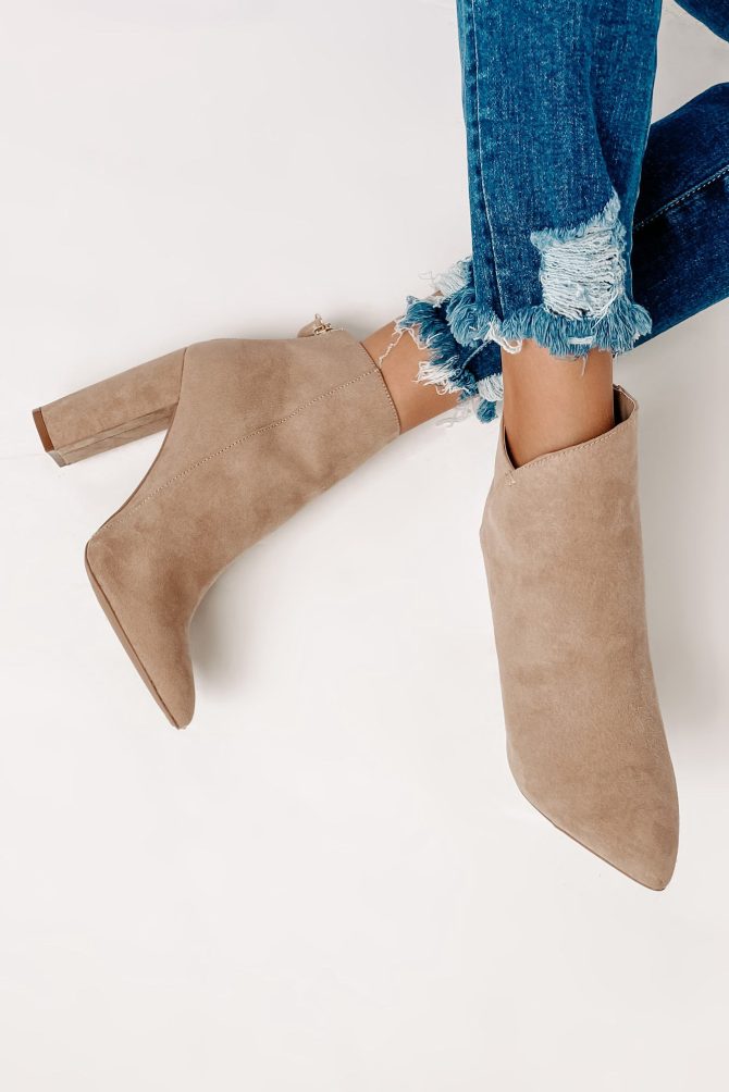 Plot Twist Faux Suede Booties (Taupe) · NanaMacs - Image 3