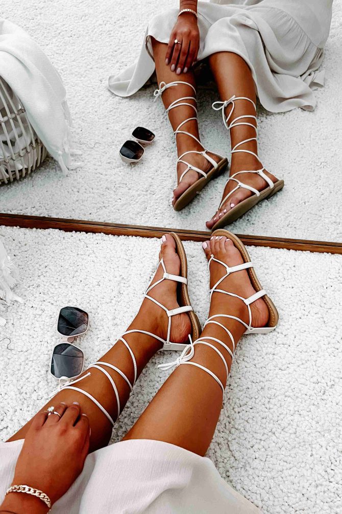 Jeanie Strappy Ankle Wrap Sandals (Bone) · NanaMacs - Image 4