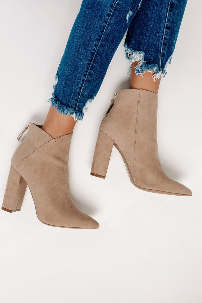 Plot Twist Faux Suede Booties (Taupe) · NanaMacs - Image 2