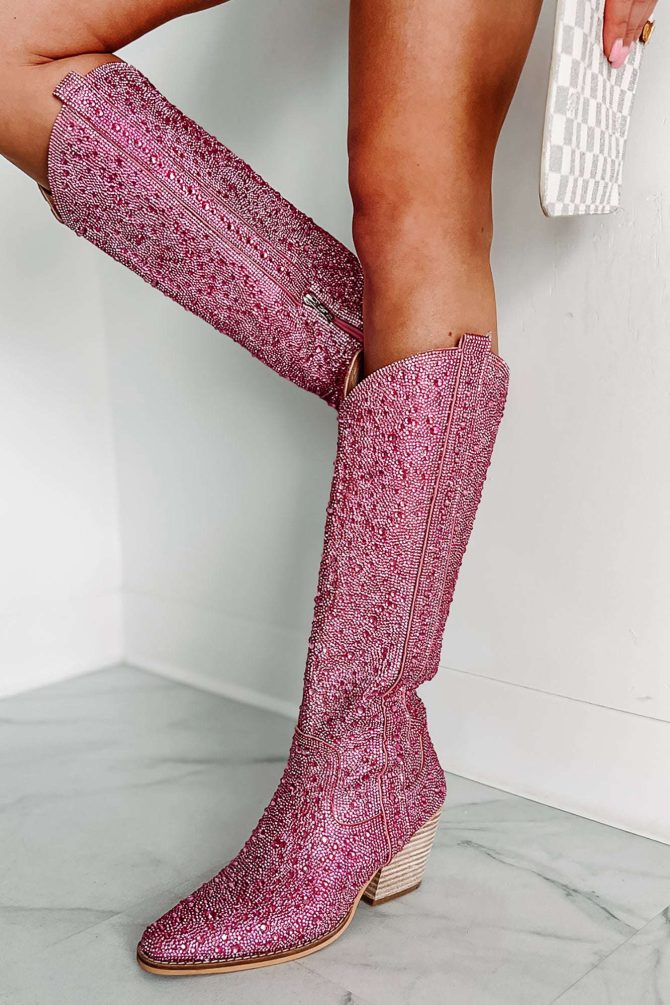 Urban Cowgirl Rhinestone Cowboy Boots (Pink Rhinestone) · NanaMacs - Image 4