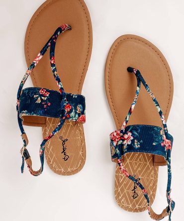 Kiana Multi-Strap Flat Sandals (Blue Multi Fabric) · NanaMacs