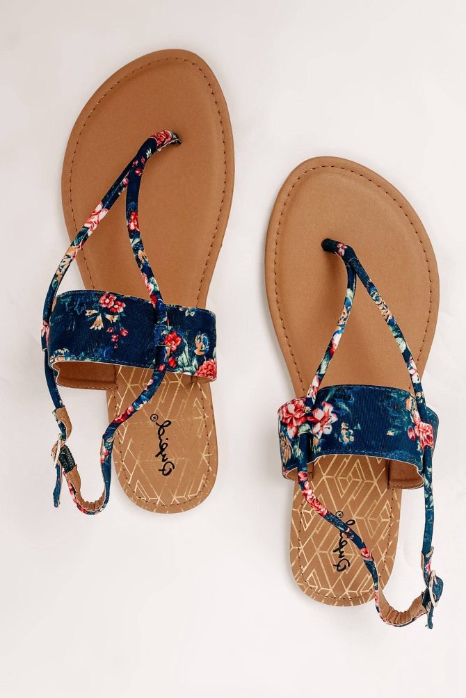 Kiana Multi-Strap Flat Sandals (Blue Multi Fabric) · NanaMacs