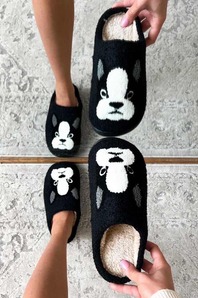 My Furry Companions Frenchie Slippers (Black) · NanaMacs - Image 2