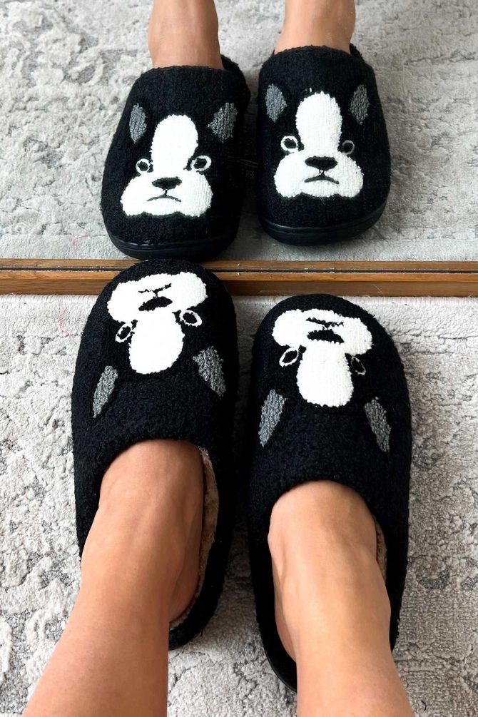 My Furry Companions Frenchie Slippers (Black) · NanaMacs - Image 3