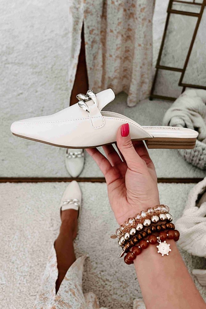 Scheduled To Perfection Flat Mules (Bone) · NanaMacs - Image 3