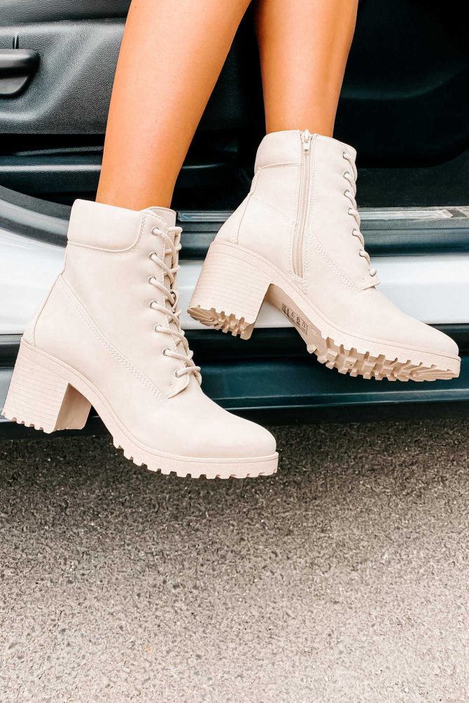 Clashing Interests Chunky Lace-Up Booties (Stone Nubuck) · NanaMacs - Image 3