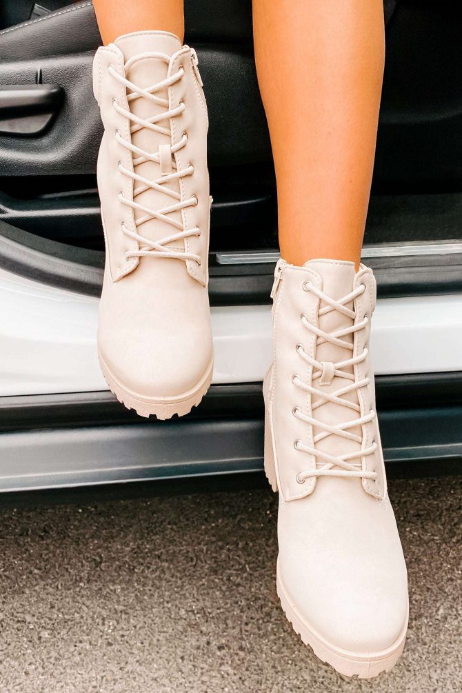 Clashing Interests Chunky Lace-Up Booties (Stone Nubuck) · NanaMacs - Image 4