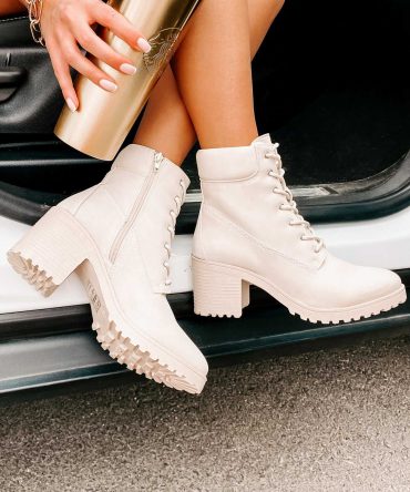 Clashing Interests Chunky Lace-Up Booties (Stone Nubuck) · NanaMacs