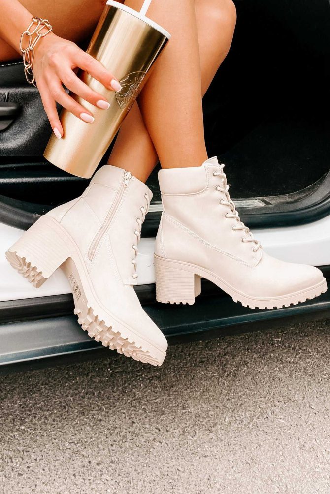 Clashing Interests Chunky Lace-Up Booties (Stone Nubuck) · NanaMacs