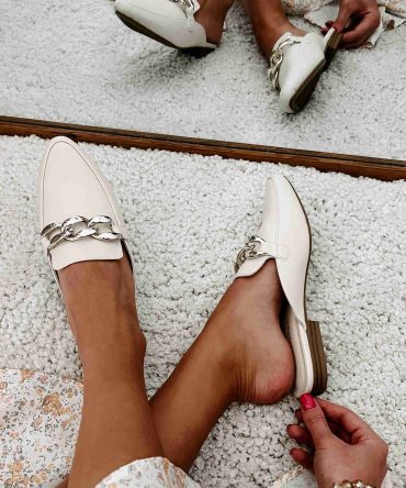 Scheduled To Perfection Flat Mules (Bone) · NanaMacs