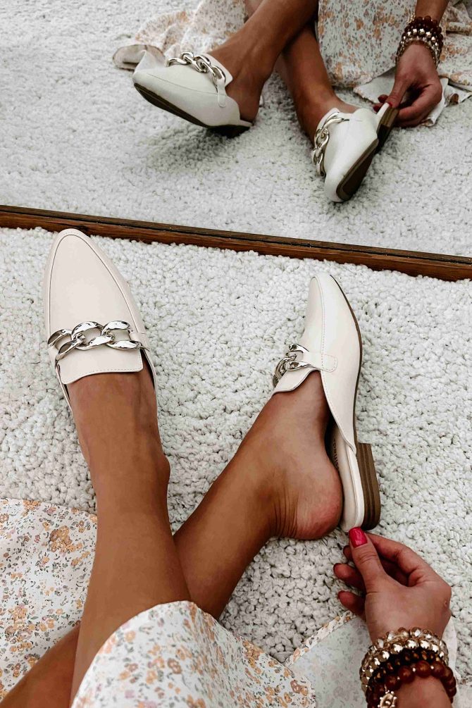 Scheduled To Perfection Flat Mules (Bone) · NanaMacs
