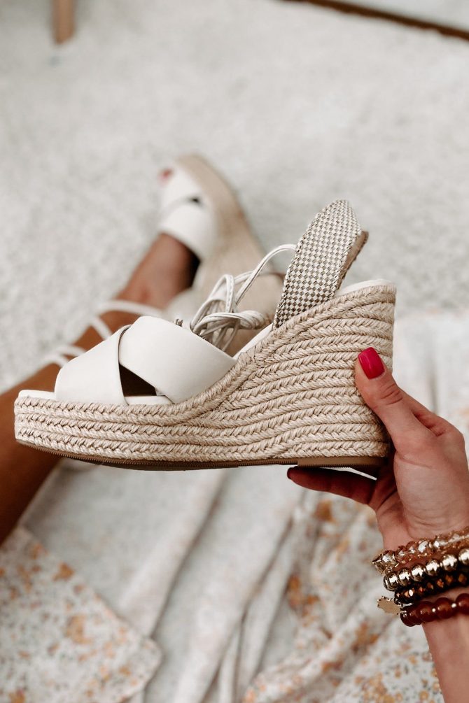 So Sweet Ankle Tie Wedge Sandals (Bone) · NanaMacs - Image 2