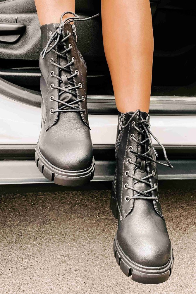 Questionable Intentions Chunky Faux Leather Combat Boots (Black) · NanaMacs - Image 3