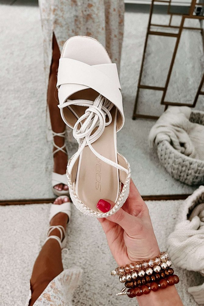 So Sweet Ankle Tie Wedge Sandals (Bone) · NanaMacs - Image 4
