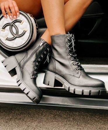 Questionable Intentions Chunky Faux Leather Combat Boots (Black) · NanaMacs