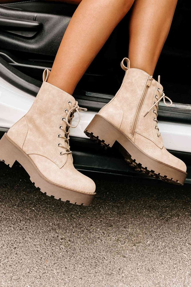 Fearless Leader Chunky Faux Leather Combat Boot (Natural) · NanaMacs - Image 3