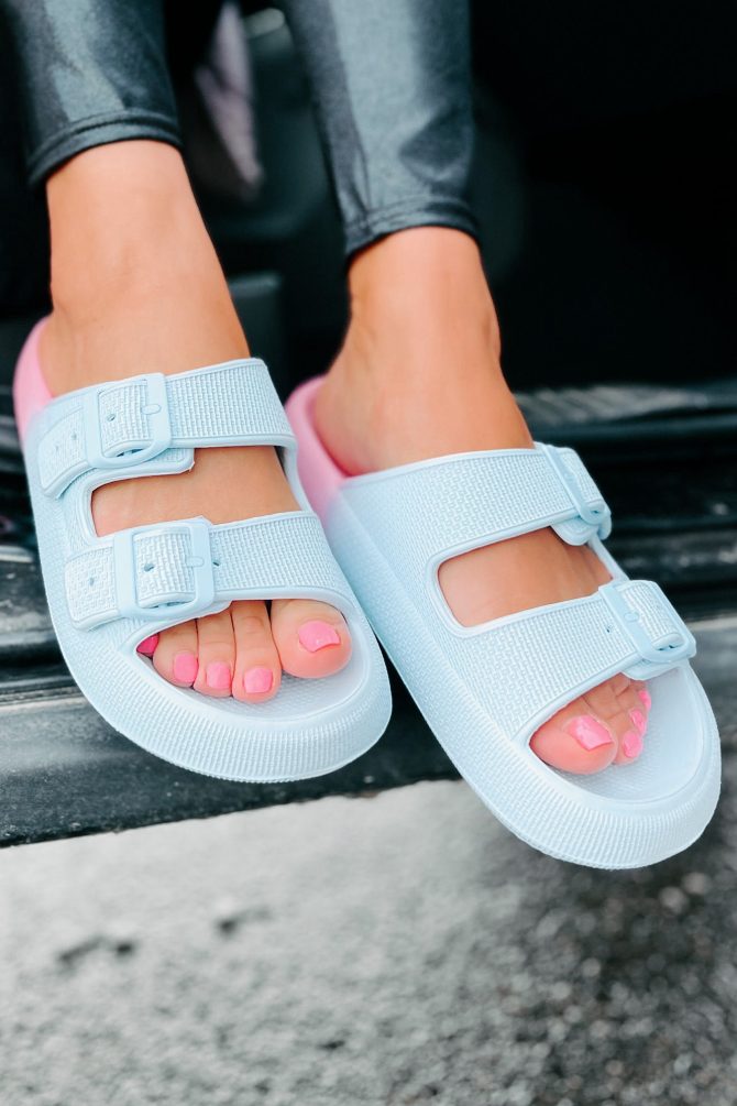 Destination Double Buckle Slip-On Sandals (Blue/Blush) · NanaMacs - Image 2