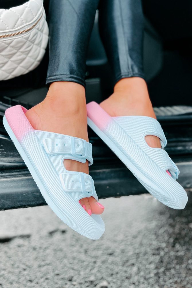 Destination Double Buckle Slip-On Sandals (Blue/Blush) · NanaMacs - Image 3