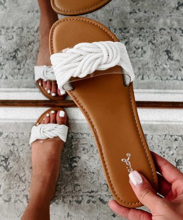 Free As The Ocean Pearl Strap Slide Sandals (Off White Pearl) · NanaMacs