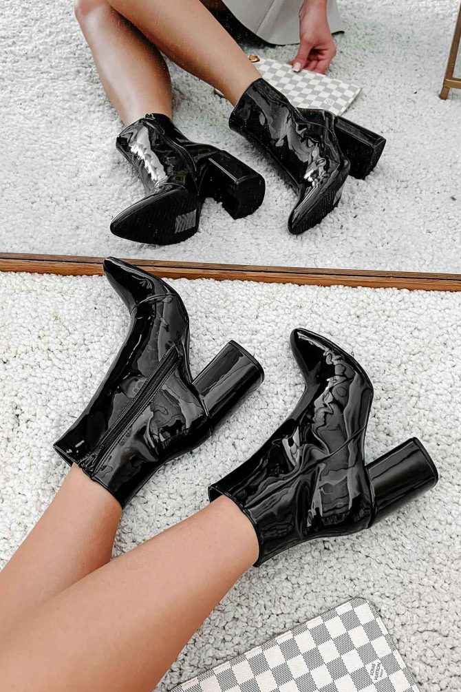 Mariko Patent Leather Booties (Black) · NanaMacs - Image 2