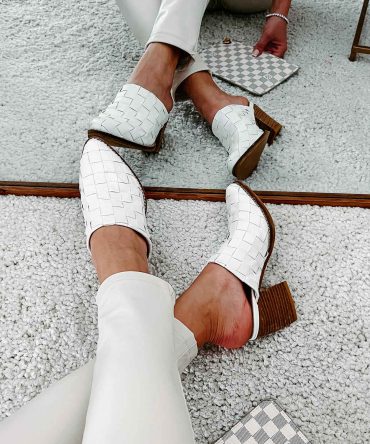 Standing Apart Checkered Mule (White) · NanaMacs