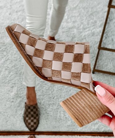 Standing Apart Checkered Mule (Taupe) · NanaMacs
