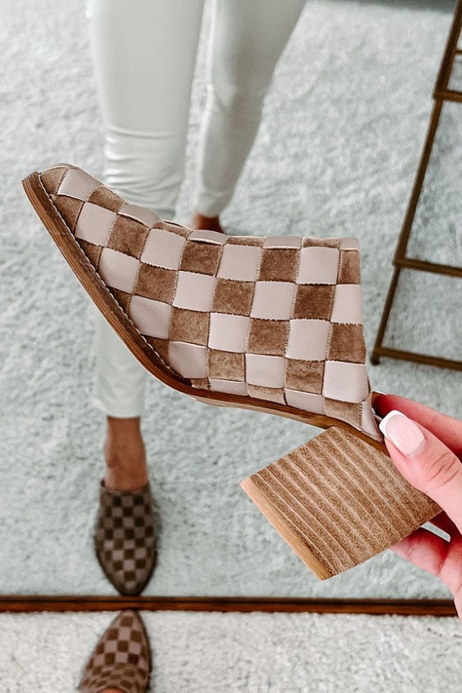 Standing Apart Checkered Mule (Taupe) · NanaMacs