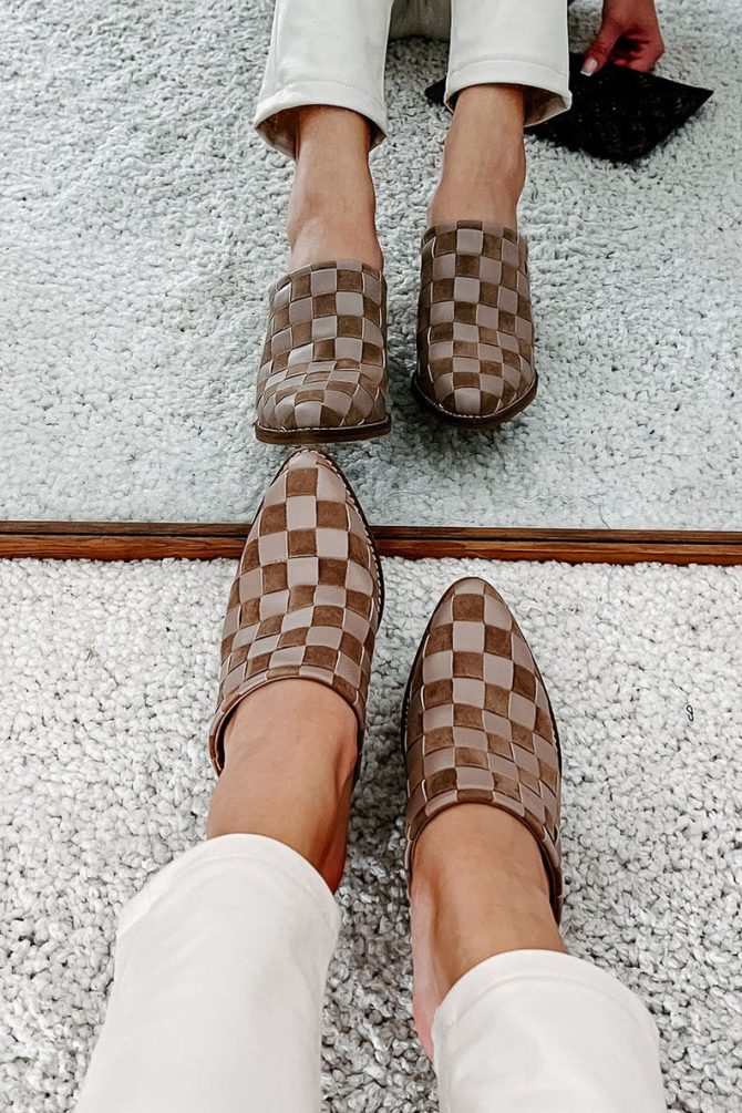 Standing Apart Checkered Mule (Taupe) · NanaMacs - Image 2