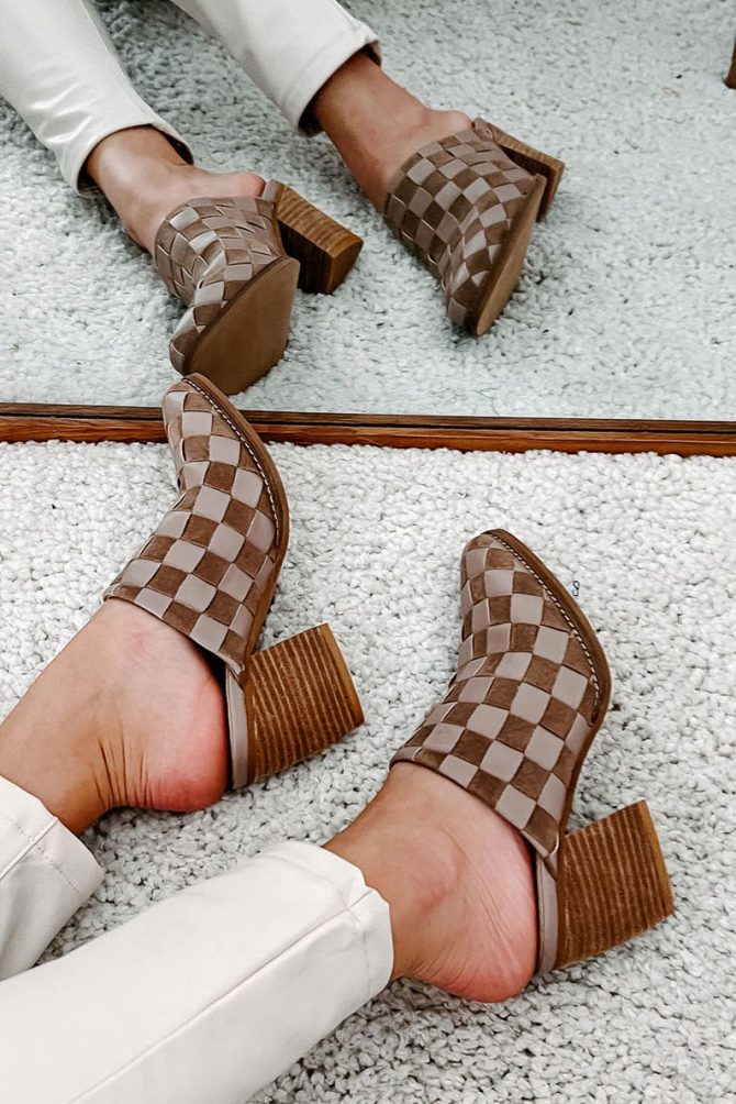Standing Apart Checkered Mule (Taupe) · NanaMacs - Image 3