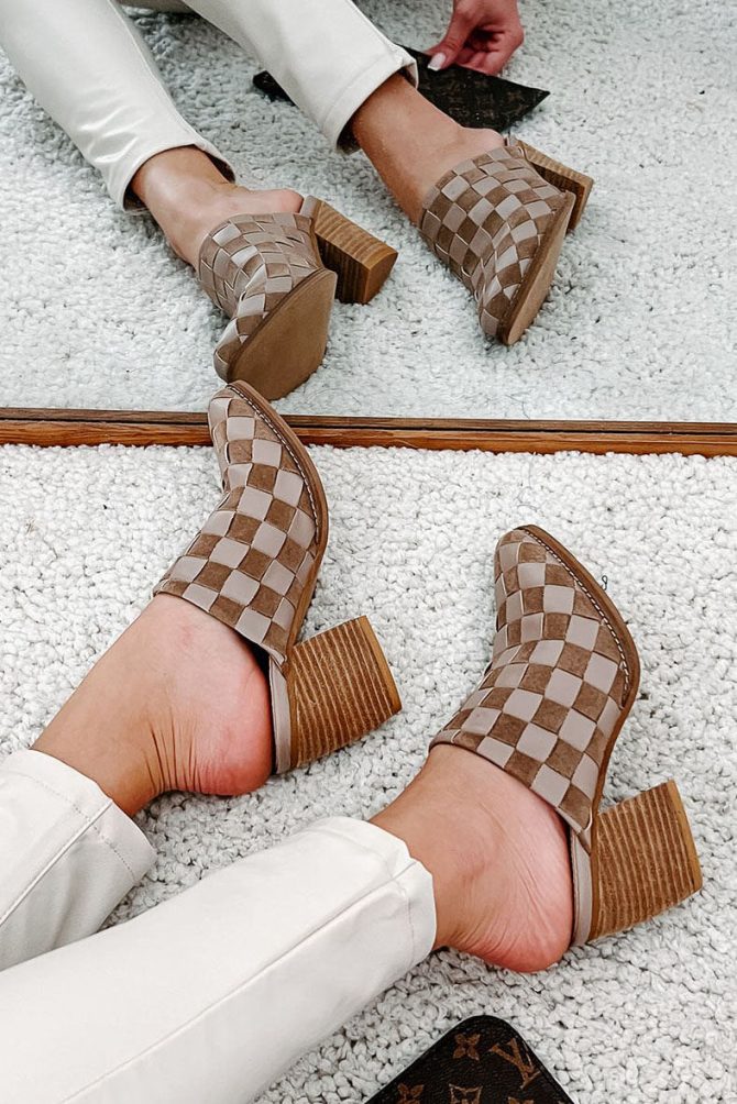 Standing Apart Checkered Mule (Taupe) · NanaMacs - Image 4