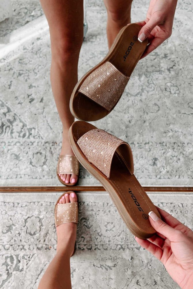 Free Your Mind Rhinestone Slide Sandals (Copper) · NanaMacs - Image 4