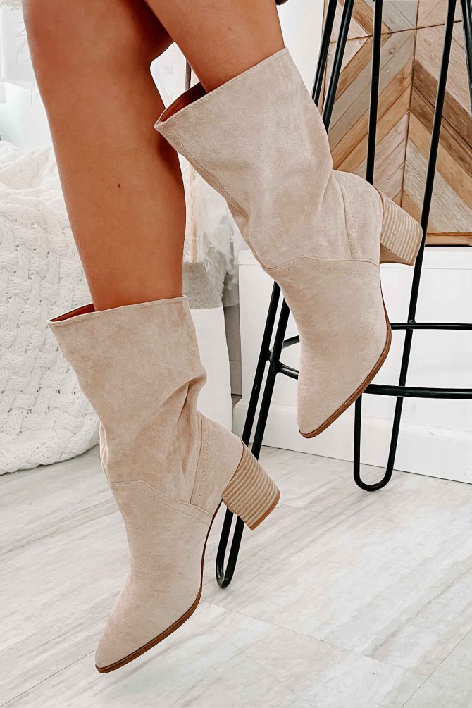 Don't Test Me Slouchy Pointed Toe Booties (Taupe) · NanaMacs