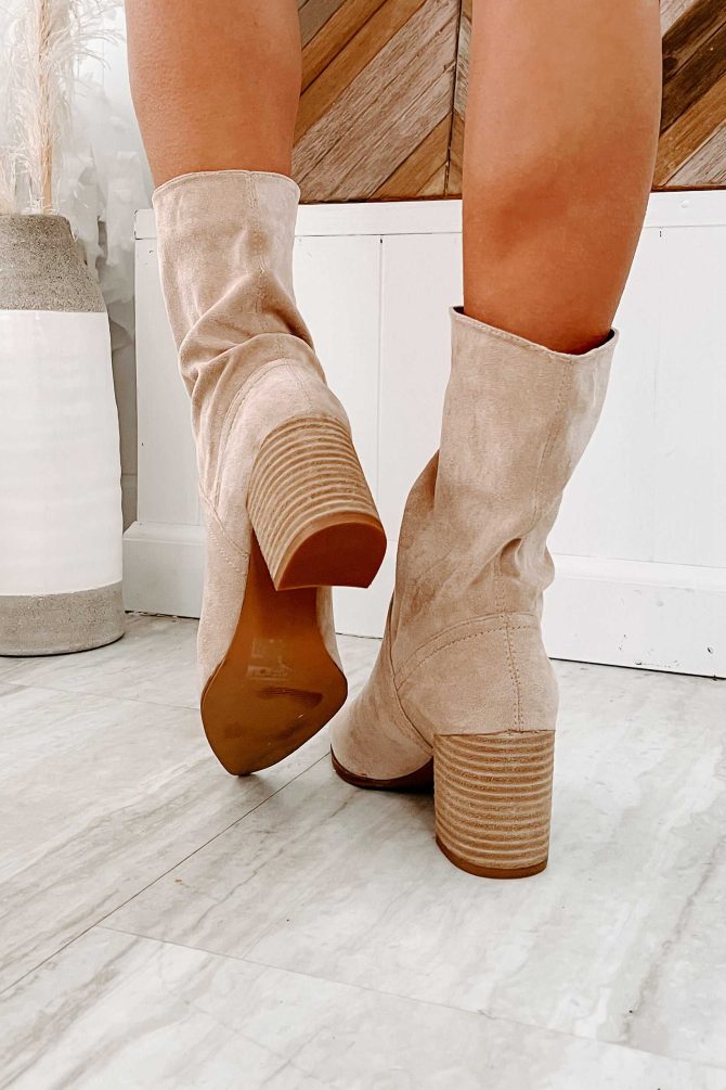 Don't Test Me Slouchy Pointed Toe Booties (Taupe) · NanaMacs - Image 3