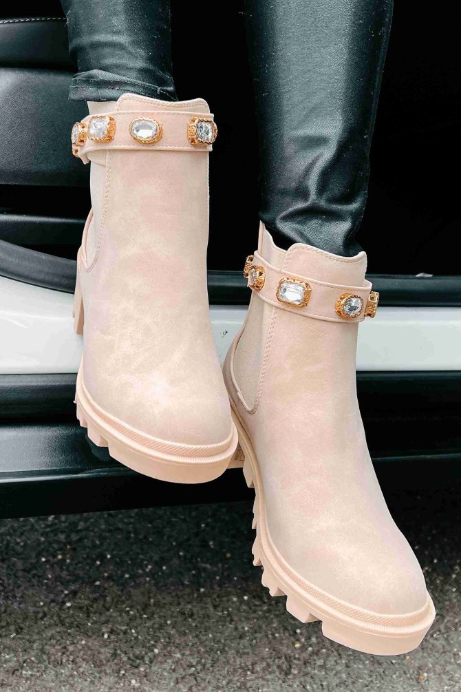 Finished With You Rhinestone Strap Booties (Nude) · NanaMacs - Image 2