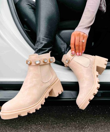 Finished With You Rhinestone Strap Booties (Nude) · NanaMacs