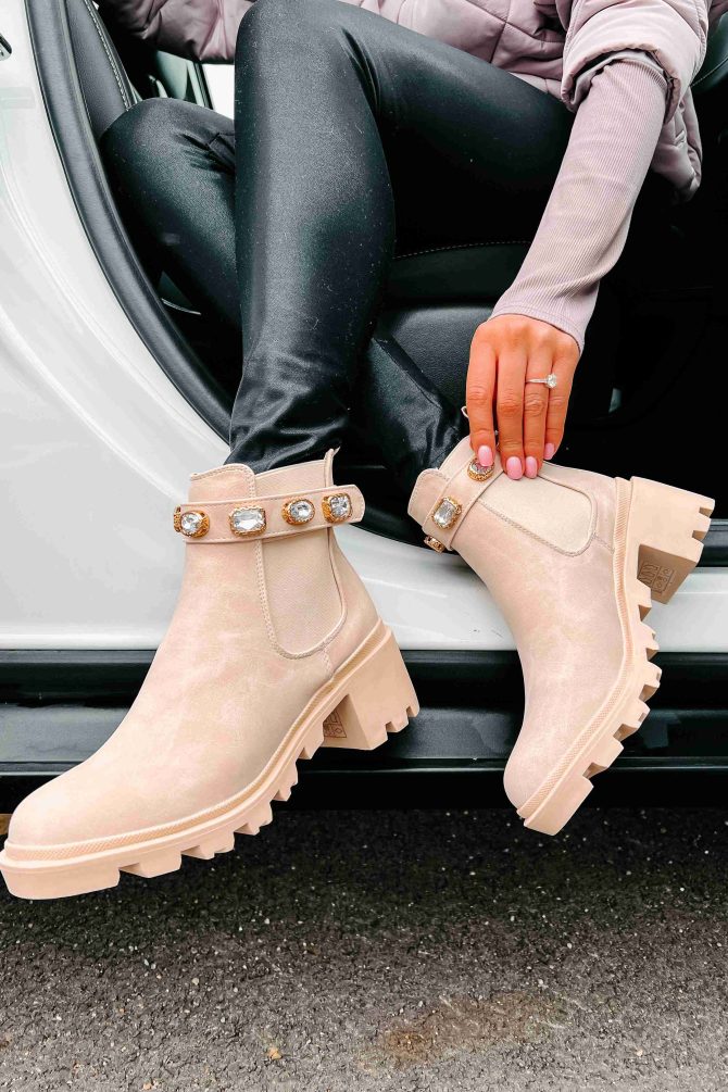 Finished With You Rhinestone Strap Booties (Nude) · NanaMacs