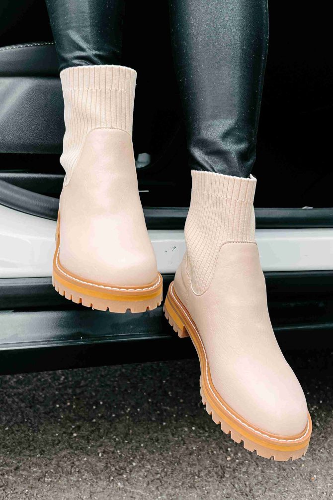 Ready For Whatever Ankle Knit Booties (Beige) · NanaMacs - Image 3