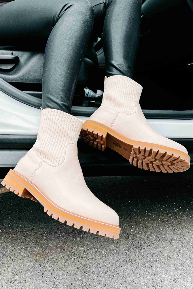 Ready For Whatever Ankle Knit Booties (Beige) · NanaMacs - Image 2