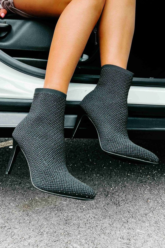 Always On Trend Rhinestone Sock Booties (Black) · NanaMacs - Image 3