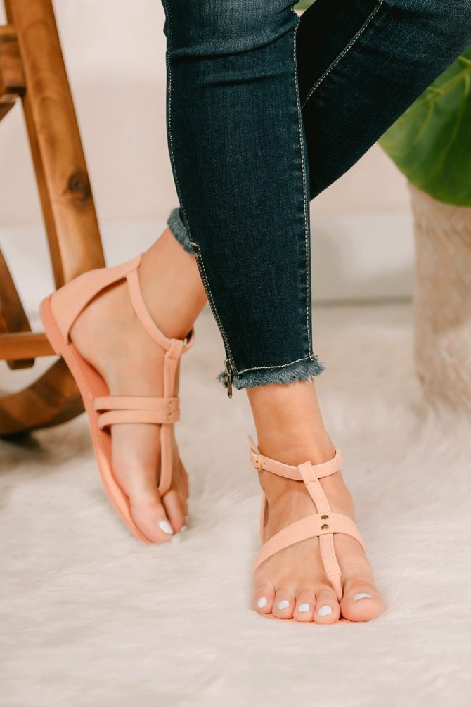 Best Choice Ankle Wrap Flat Sandals (Coral) · NanaMacs - Image 2