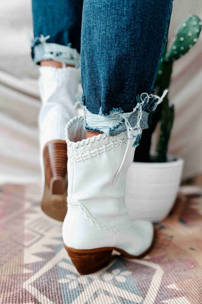 Cazey Whip Stitched Mid-Calf Billini Booties (White) · NanaMacs - Image 4