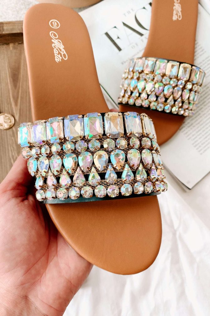 Svetlana Slip-On Gemstone Sandals (Black) · NanaMacs - Image 4